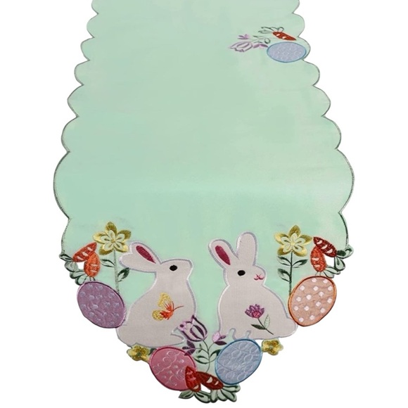 Owenie Easter Bunny Table Runner – 70” x 13” Embroidered Pastel Spring Decor NWT - Picture 2 of 7